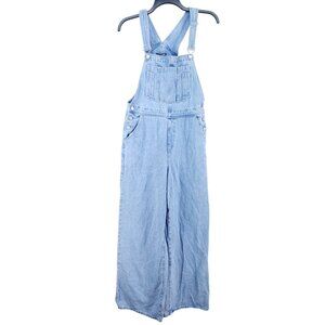 Fashion Nova Womens Size 9 Light Wash Denim Overalls Wide Leg